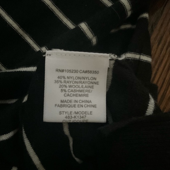 Joie Navy and White Striped Cashmere/Wool blend - Picture 3 of 3